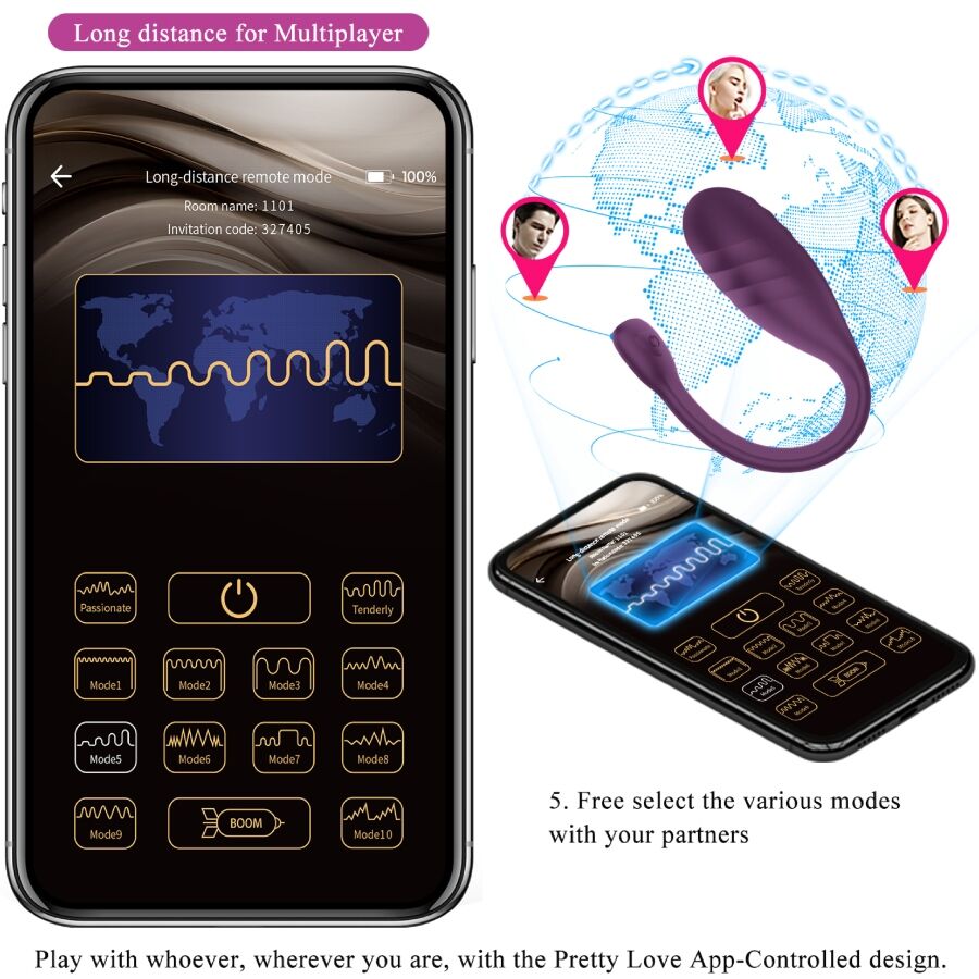 PRETTY LOVE - LEVIATHAN VIBRADOR CONTROLADO POR APP MORADO