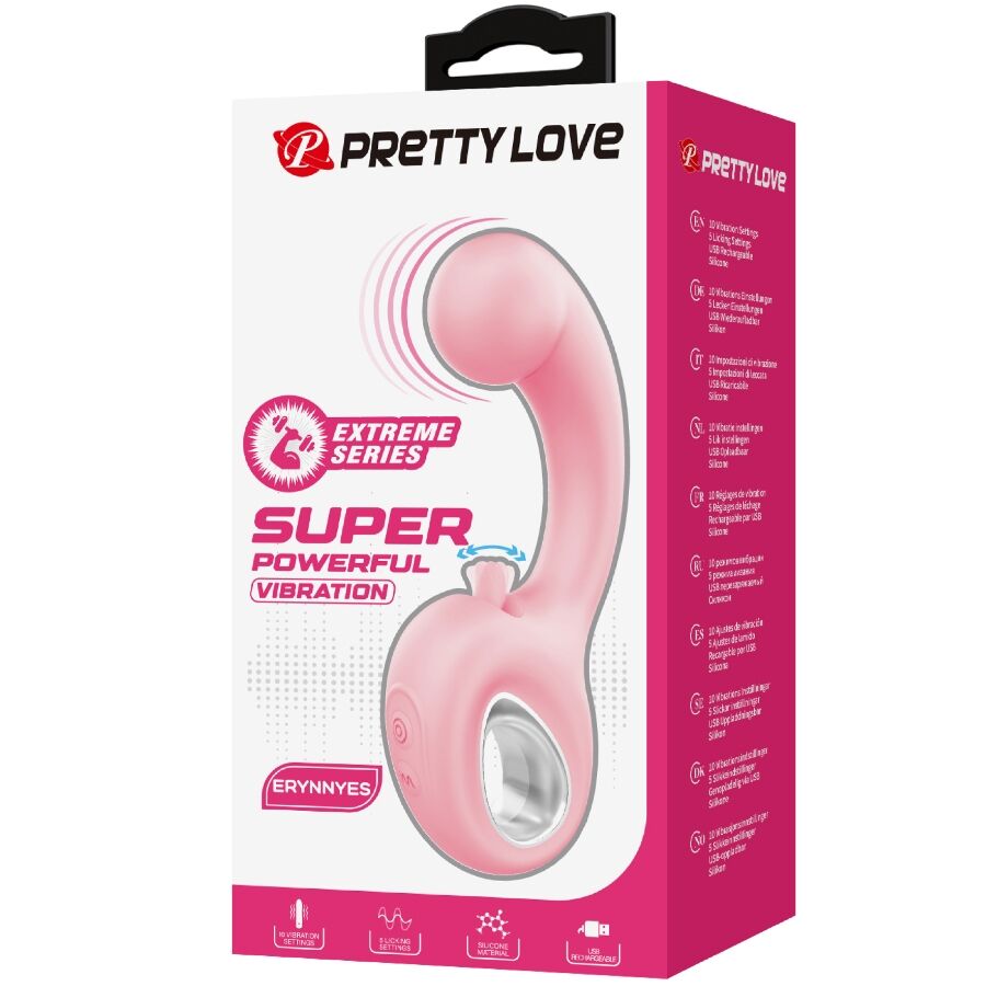 PRETTY LOVE - ERYNNYES VIBRADOR PUNTO G + ESTIMULADOR CLÍTORIS 10 VIBRACIONES ROSA