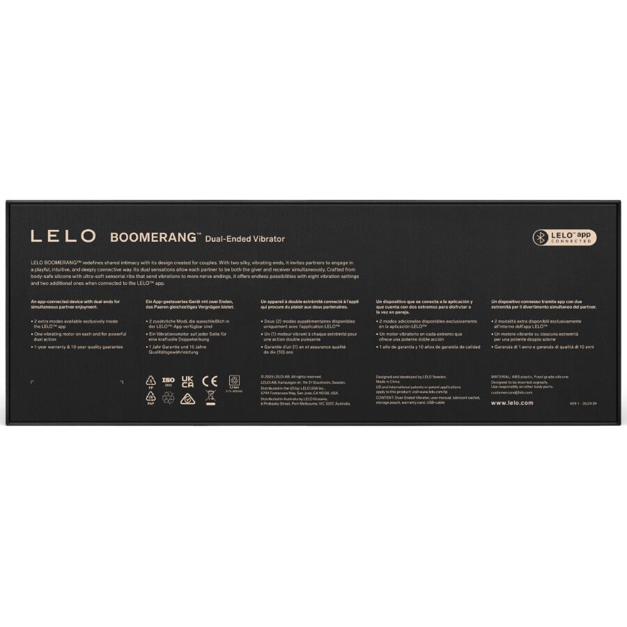 LELO - BOOMERANG VIBRADOR DE DOBLE EXTREMO MORADO