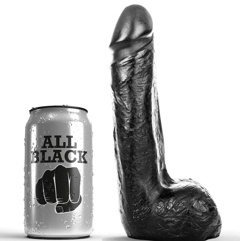 ALL BLACK - DILDO REALÍSTICO NEGRO SUAVE 20 CM