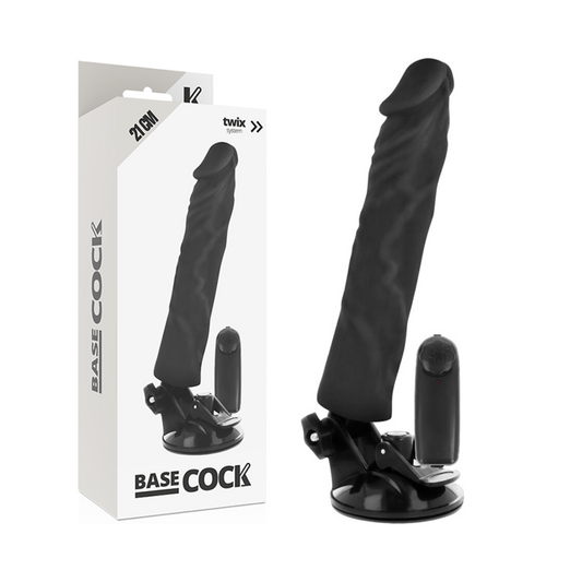 BASECOCK - VIBRADOR REALÍSTICO CONTROL REMOTO NEGRO 21 CM -O- 4 CM