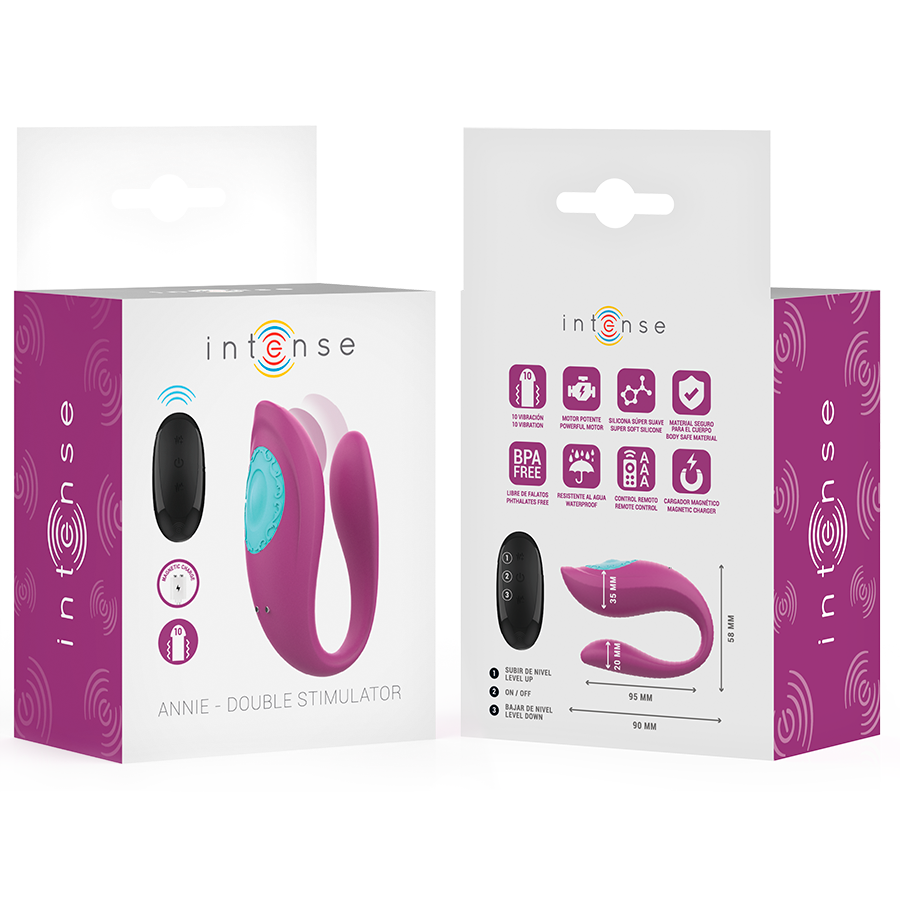 INTENSE - ANNIE ESTIMULADOR & VIBRADOR FORMA DE U MORADO CONTROL REMOTO