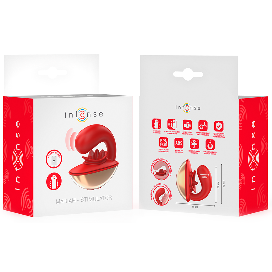 INTENSE - MARIAH VIBRADOR & ESTIMULADOR EN FORMA DE U 10 VIBRACIONES ROJO