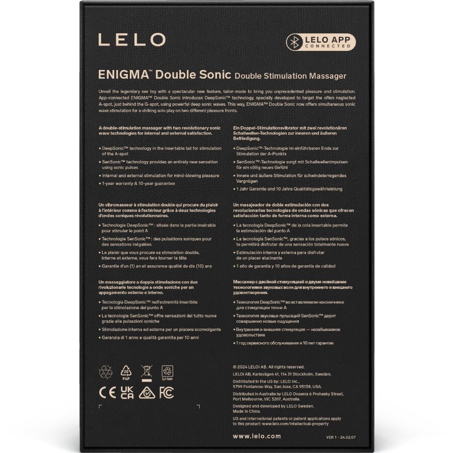 LELO - ENIGMA DOUBLE SONIC VIBRADOR PUNTO G MORADO