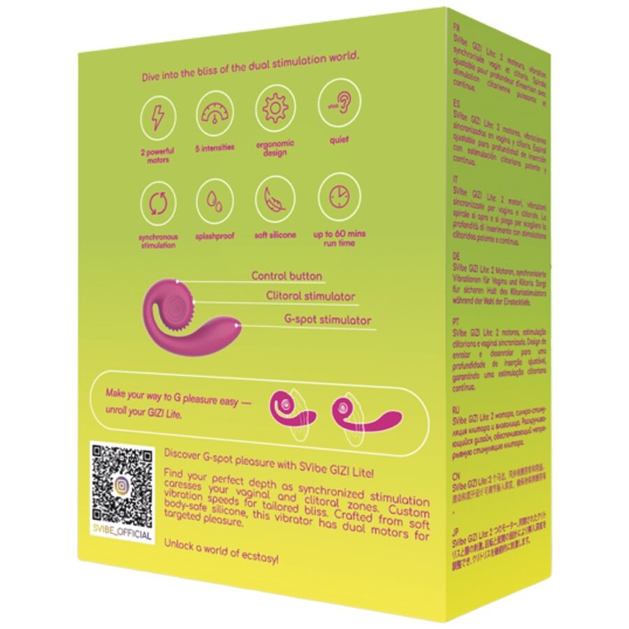 SNAIL VIBE - GIZI LITE VIBRADOR DUAL PUNTO G Y CLÍTORIS ROSA