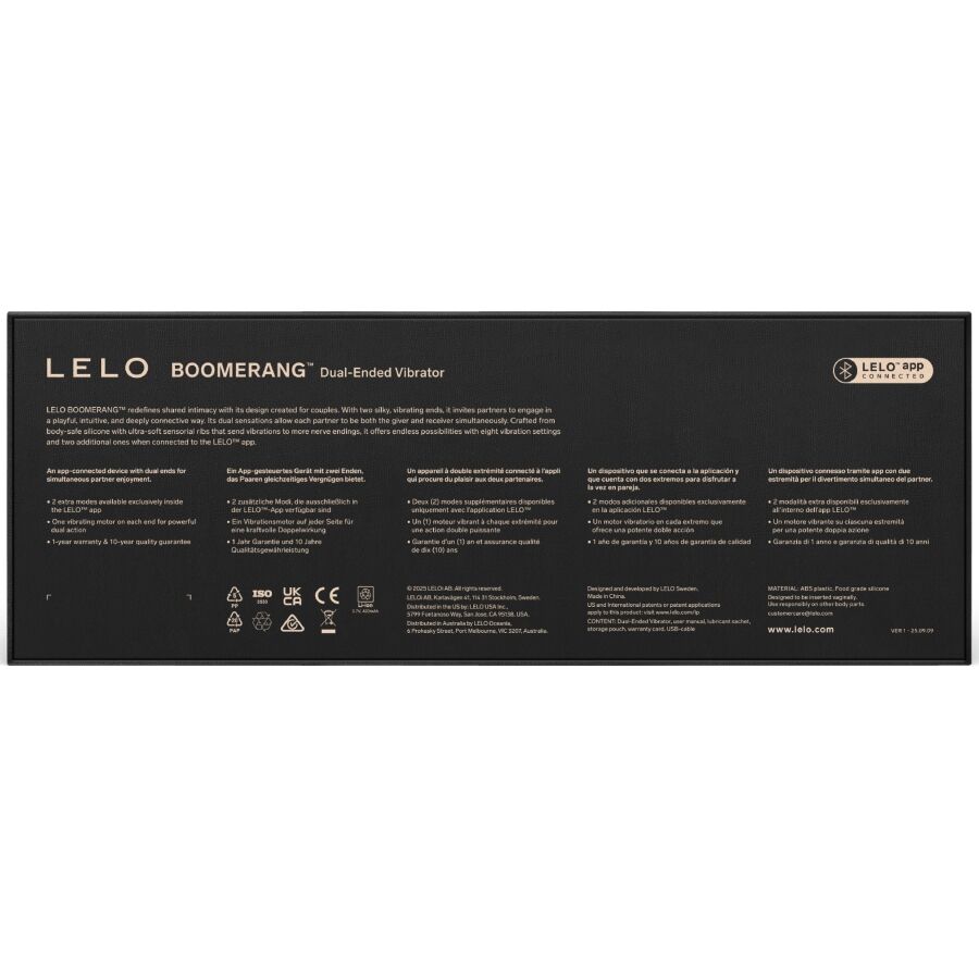 LELO - BOOMERANG VIBRADOR DE DOBLE EXTREMO ROJO CORAL