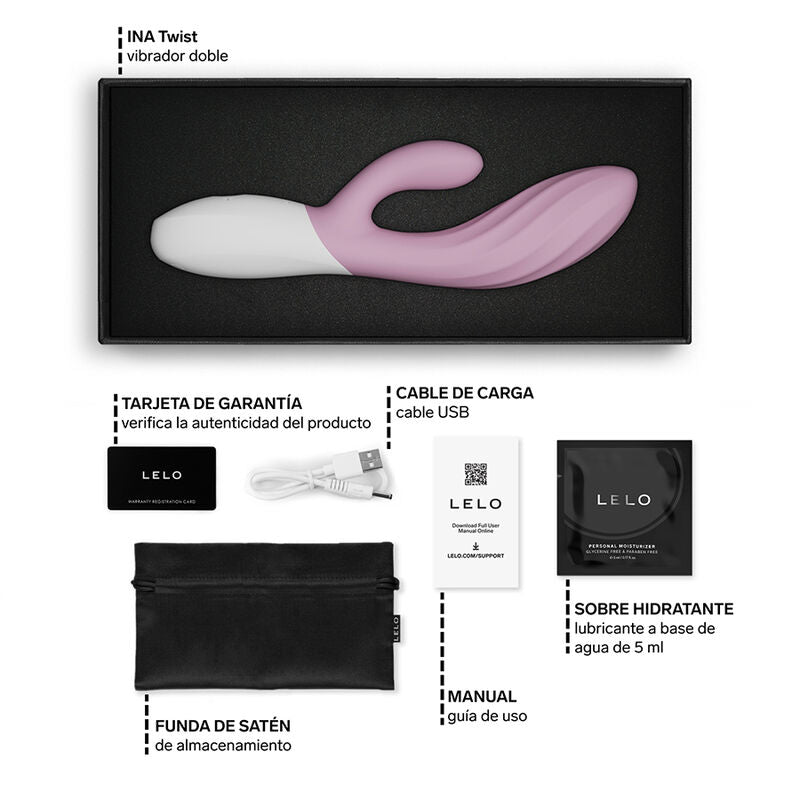 LELO - INA TWIST VIBRADOR RABBIT PUNTO G Y CLÍTORIS ROSA