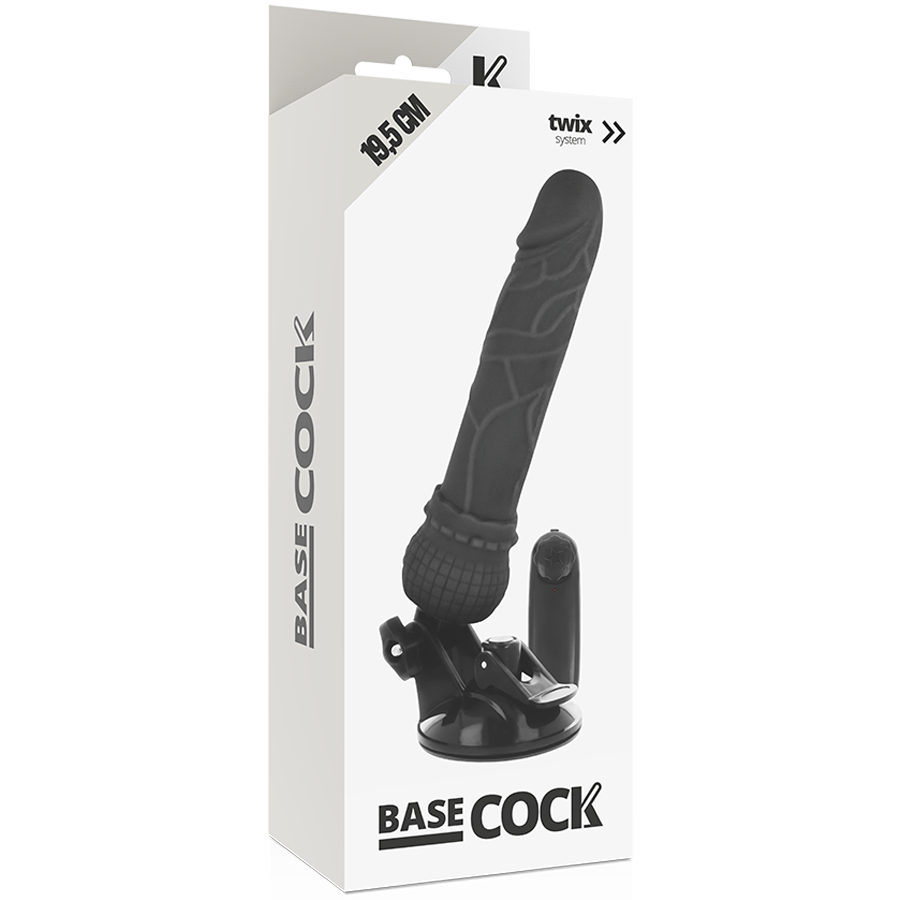 BASECOCK - VIBRADOR REALÍSTICO CONTROL REMOTO NEGRO 19.5 CM -O- 4 CM