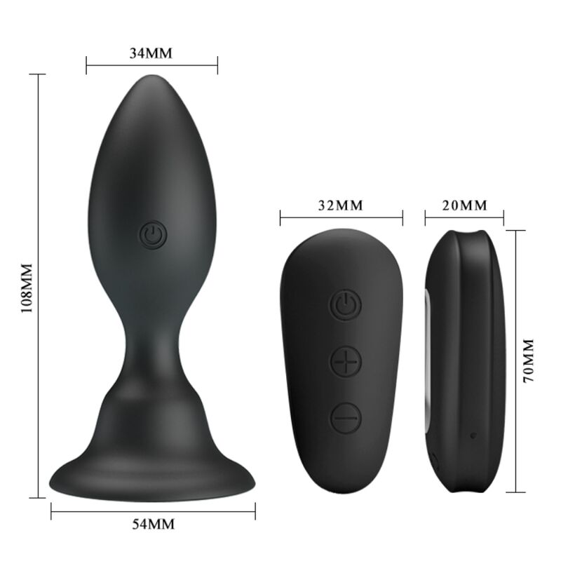 MR PLAY - PLUG ANAL CON VIBRACIÓN NEGRO CONTROL REMOTO